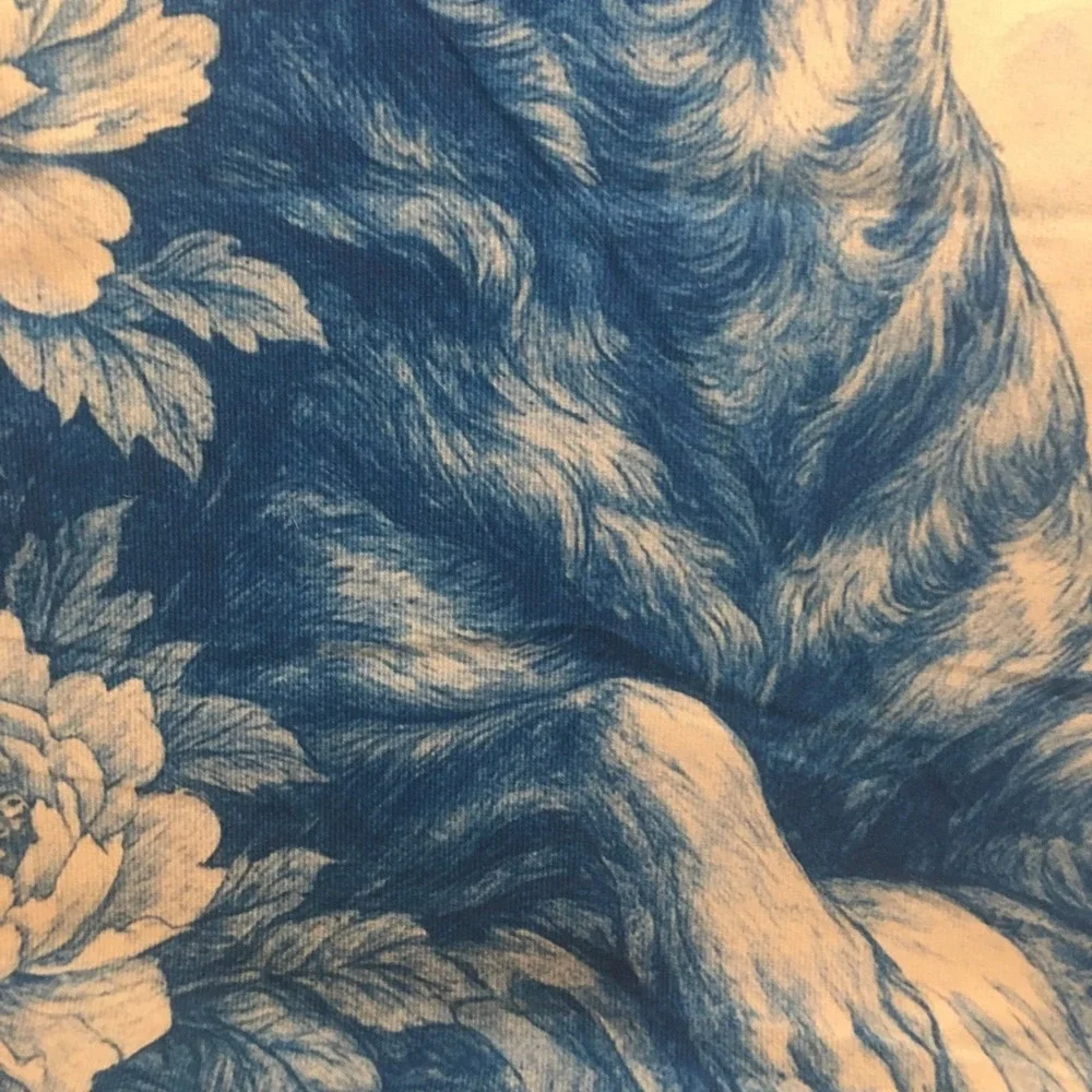 Rottweiler Toile Blue and White Throw Pillow Cover 18